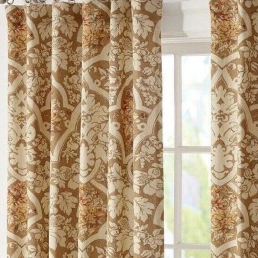 Pottery Barn 50" x 96" Linen/Cotton Camilla Drape Panel Curtain PAIR GoldenWheat